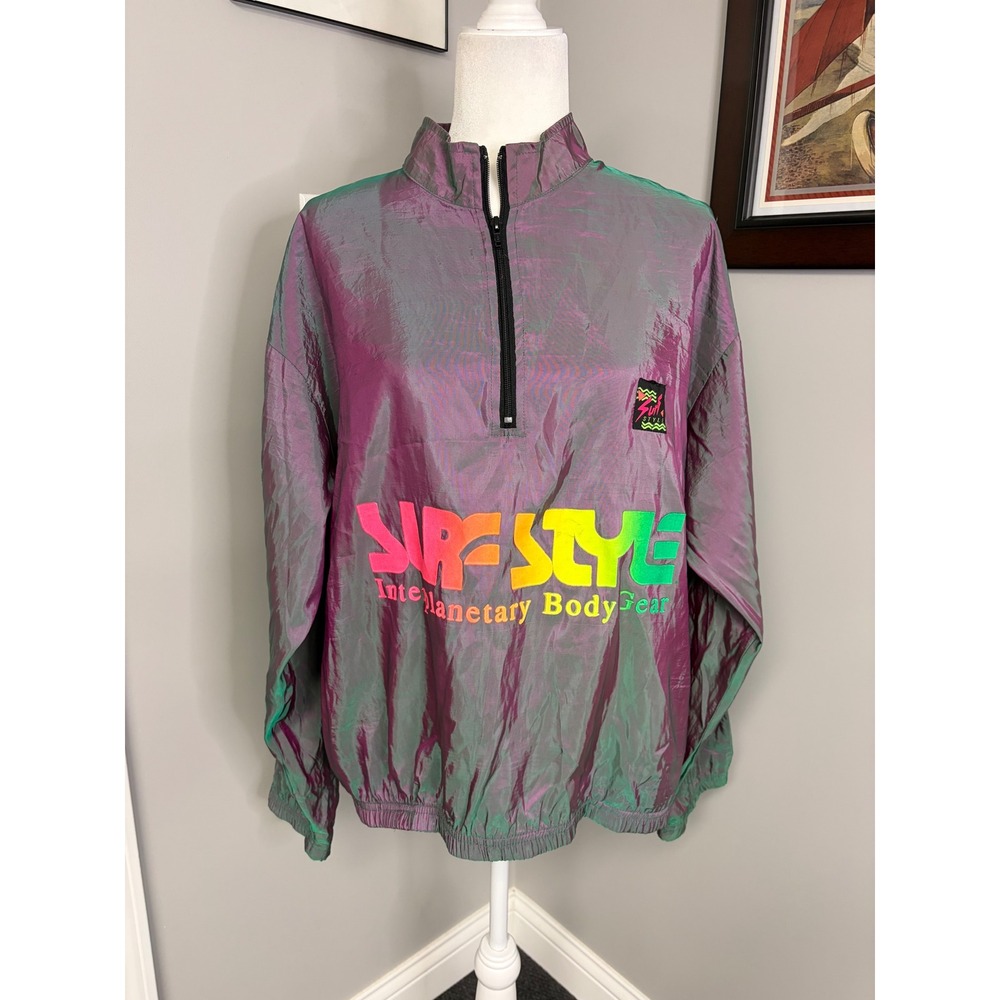 Vintage Surf Style Interplanetary Body Gear Iridescent Windbreaker 90s OSFA